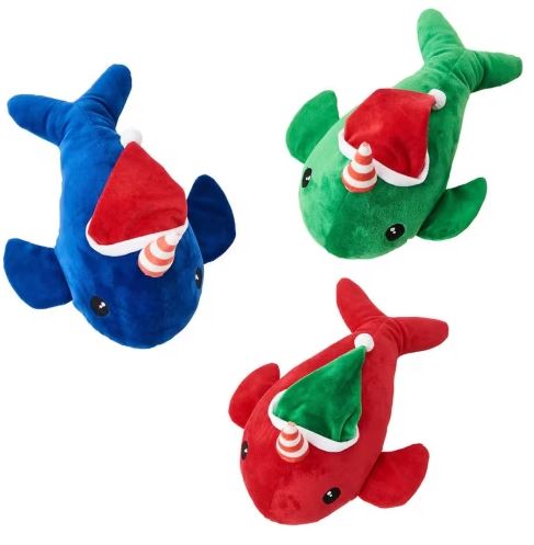 Ethical Pet Spot Holiday Narwhals Dog Toy (12