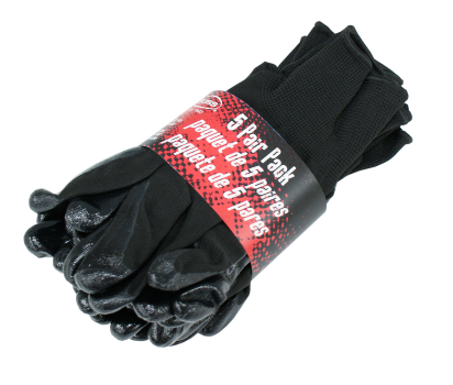 BOSS Black Nitrile Palm Gloves, 5 Pair Pack