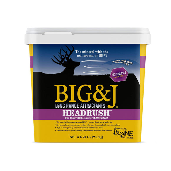 Big and J HEADRUSH - BB2-BKM20 - Powerful Long Range Deer Attractant - Whitetail 20 LBS (20 Lbs)